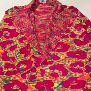 Crazy Train Colorful Leopard Print Knit Sweater size Large